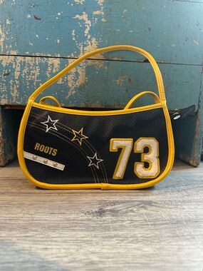 Vintage Roots navy blue and Yellow '73' Sporty Shoulder Bag